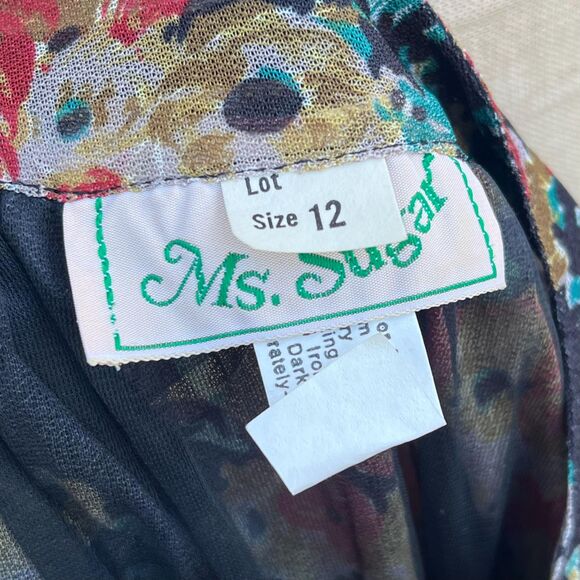 70s Floral Dress in Size 12 Floral bow Retro Clothing twee - Picture 7 of 9